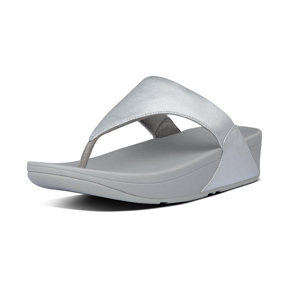 Fitflop Womens Sandals - Lulu Leather Toe-post - Silver - 140-LATZXR